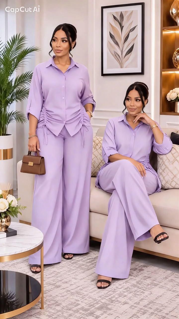 Ensemble lilas à gilet et pantalon — Lilas