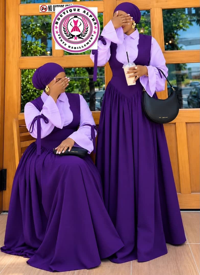 Robe longue violette à grands nœuds — Violet et lilas